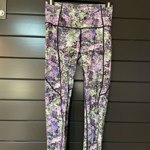 Lululemon Fast and Free High-Rise Tight 25"  Coral Pattern Brushed Nulux